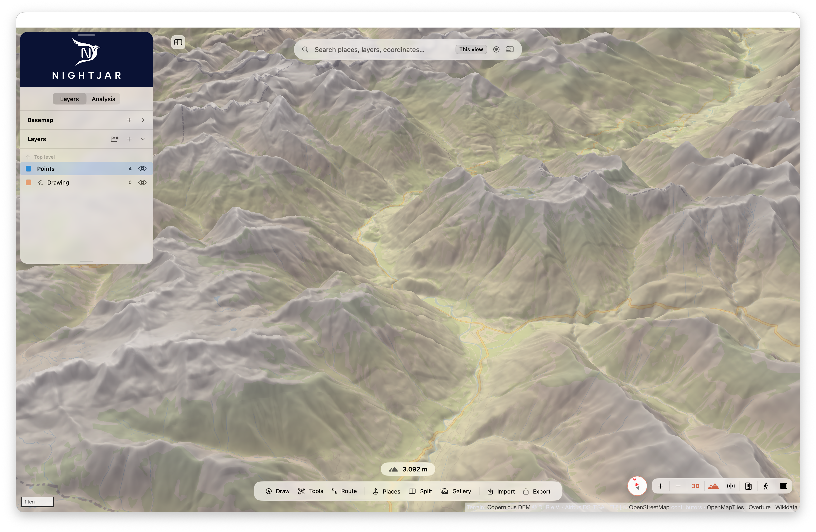 Offline turn-by-turn routing across a 3D map